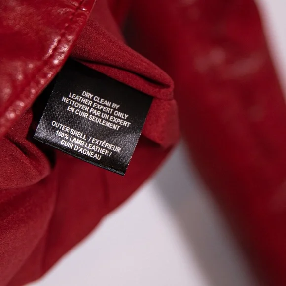 Lamarque Lambskin Red Moto Genuine Leather Jacket - Women - Picture 3 of 4